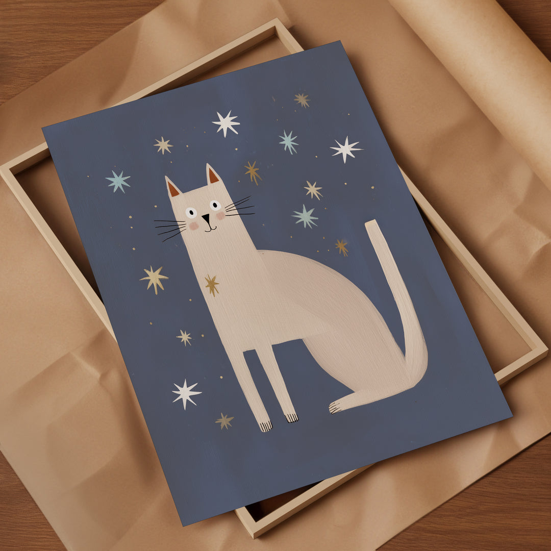 Starry Night Cat Print