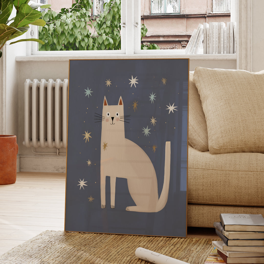 Starry Night Cat Print