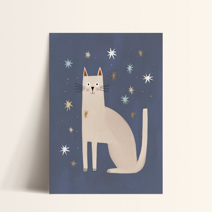 Starry Night Cat Print