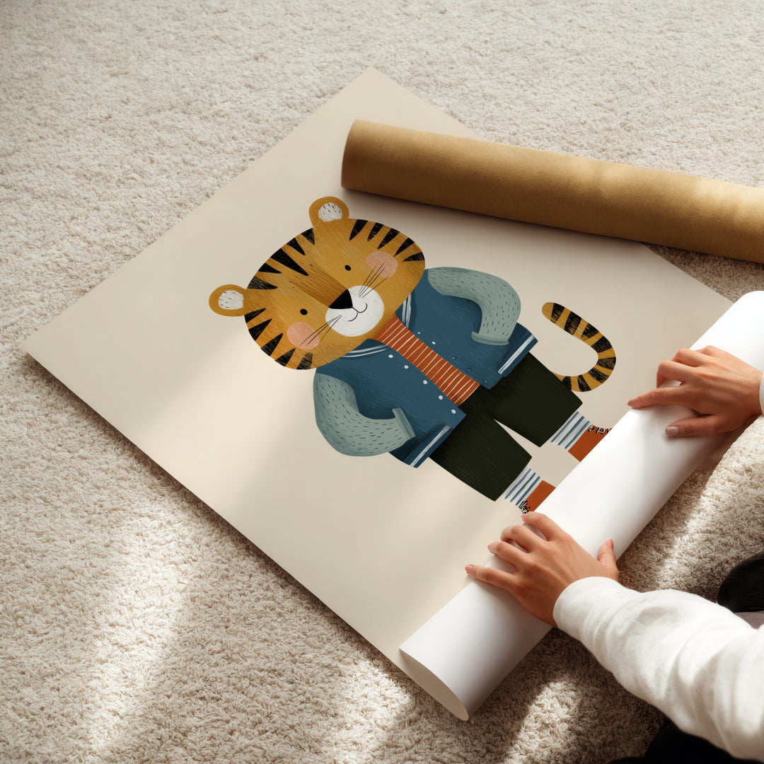 Tiger on Roller Skates Print