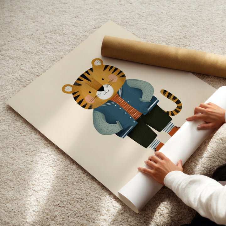 Tiger on Roller Skates Print