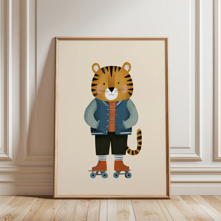 Tiger on Roller Skates Print