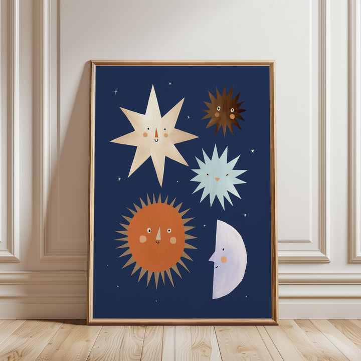 Sun Moon and Stars Print