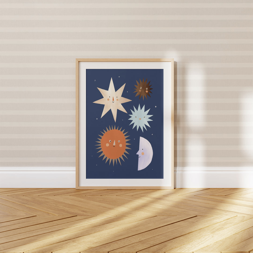 Sun Moon and Stars Print