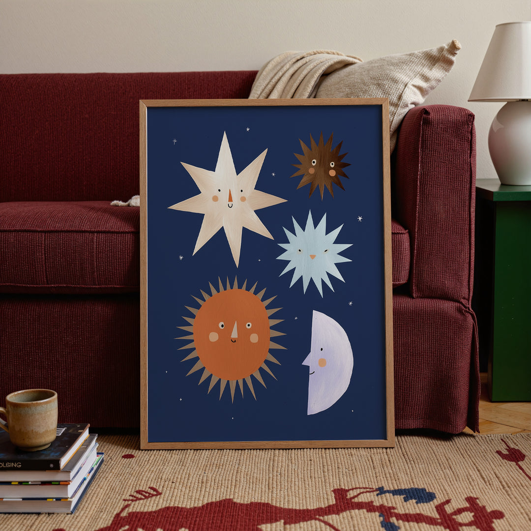 Sun Moon and Stars Print