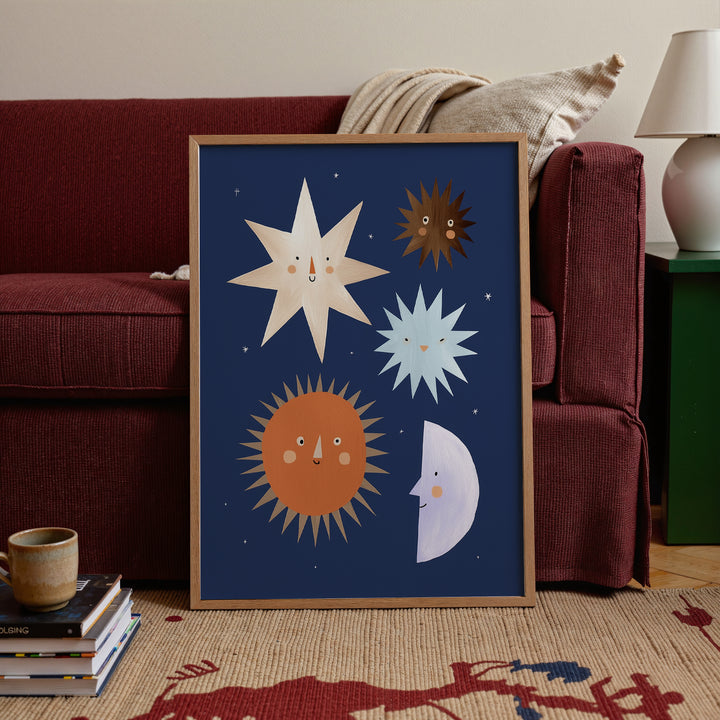 Sun Moon and Stars Print