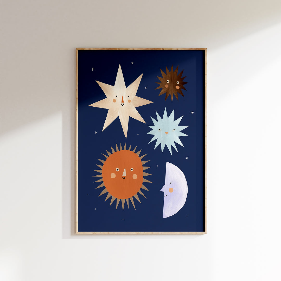 Sun Moon and Stars Print