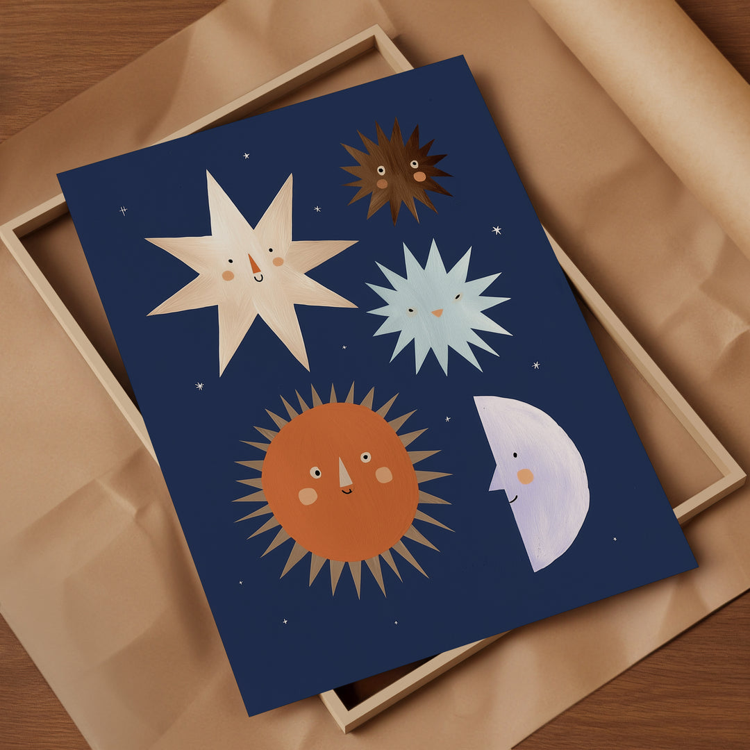 Sun Moon and Stars Print