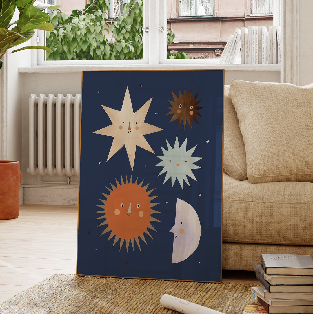 Sun Moon and Stars Print