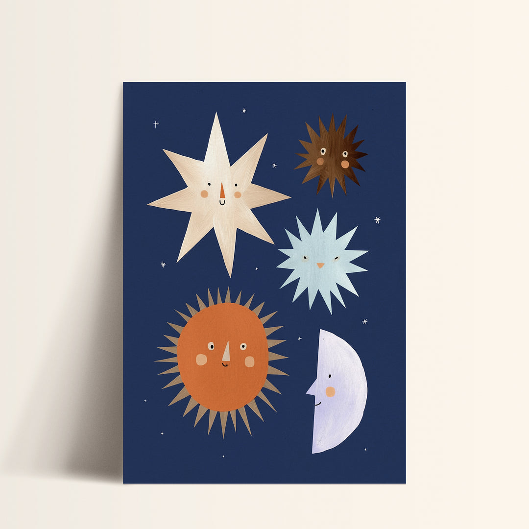 Sun Moon and Stars Print