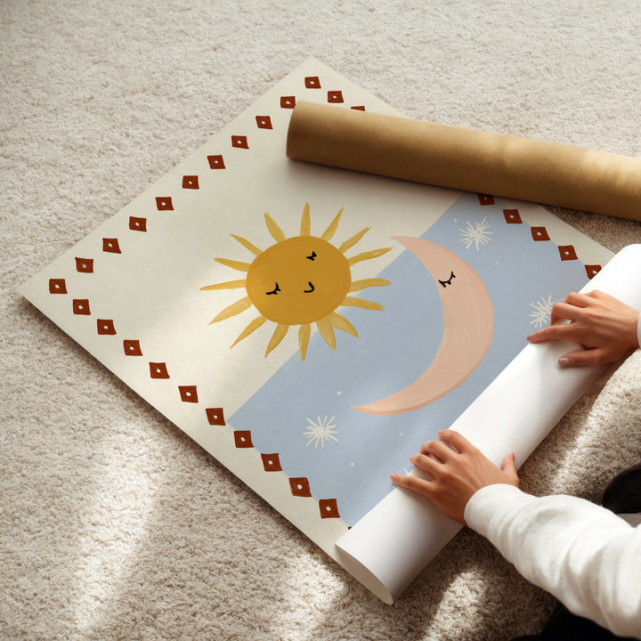 Sun and Moon Diamond Border Print