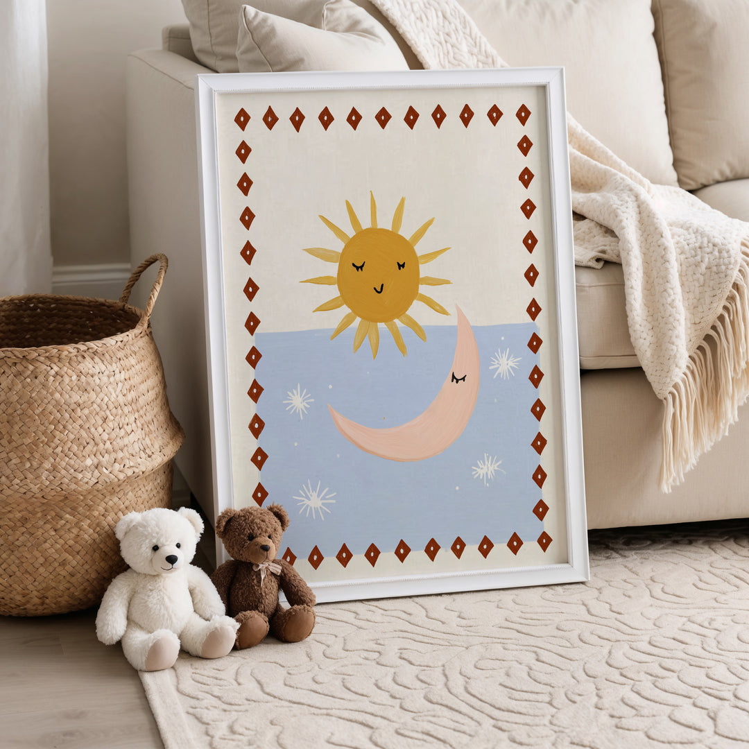 Sun and Moon Diamond Border Print