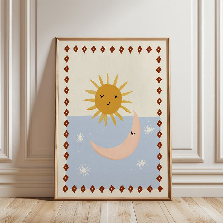 Sun and Moon Diamond Border Print