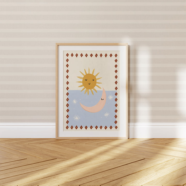 Sun and Moon Diamond Border Print