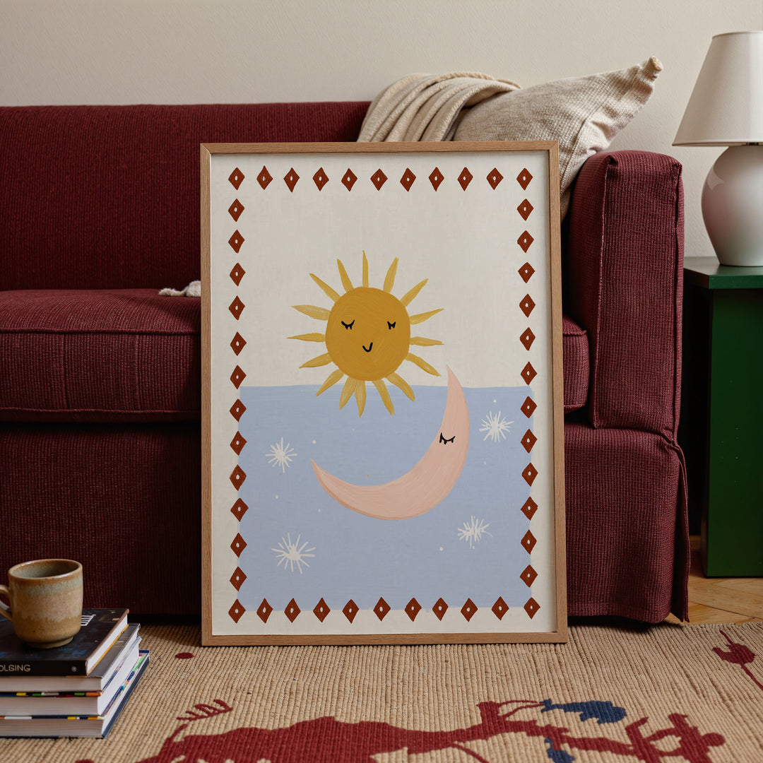 Sun and Moon Diamond Border Print