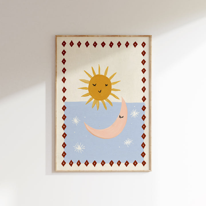 Sun and Moon Diamond Border Print