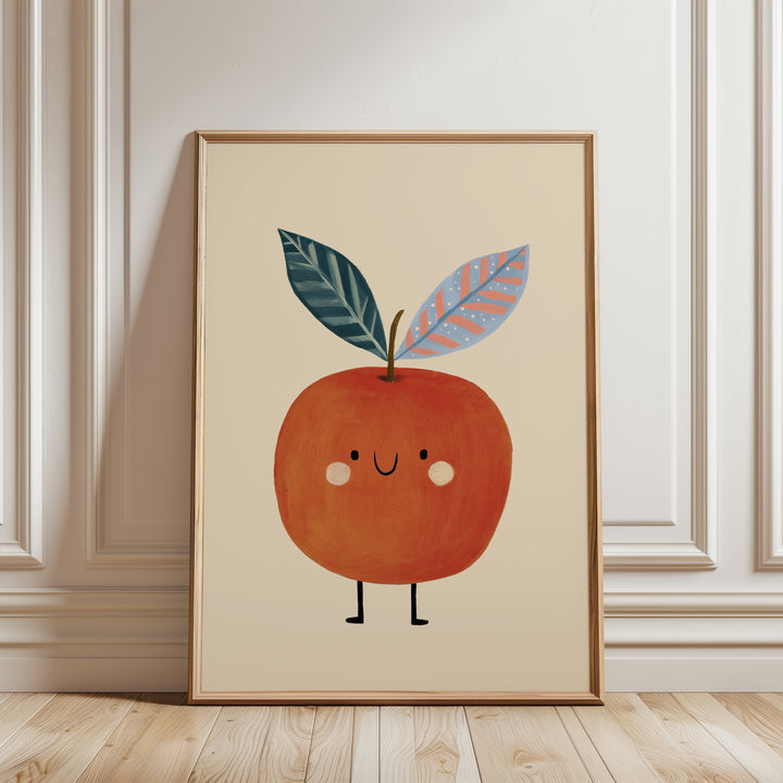 Happy Apple Print | Cute Fruit Nursery Wall Art for Kids Room