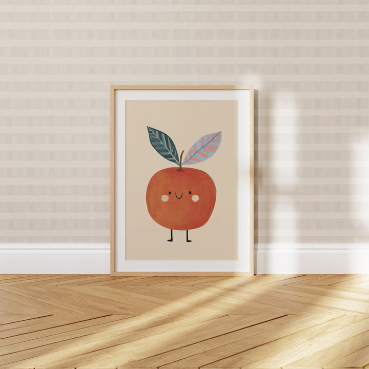 Happy Apple Print | Cute Fruit Nursery Wall Art for Kids Room