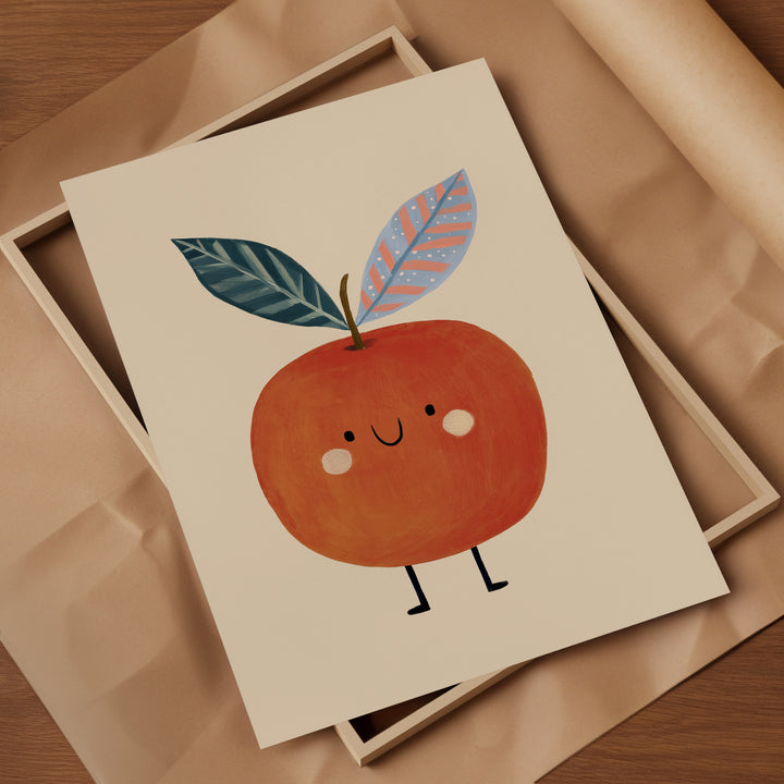 Happy Apple Print | Cute Fruit Nursery Wall Art for Kids Room