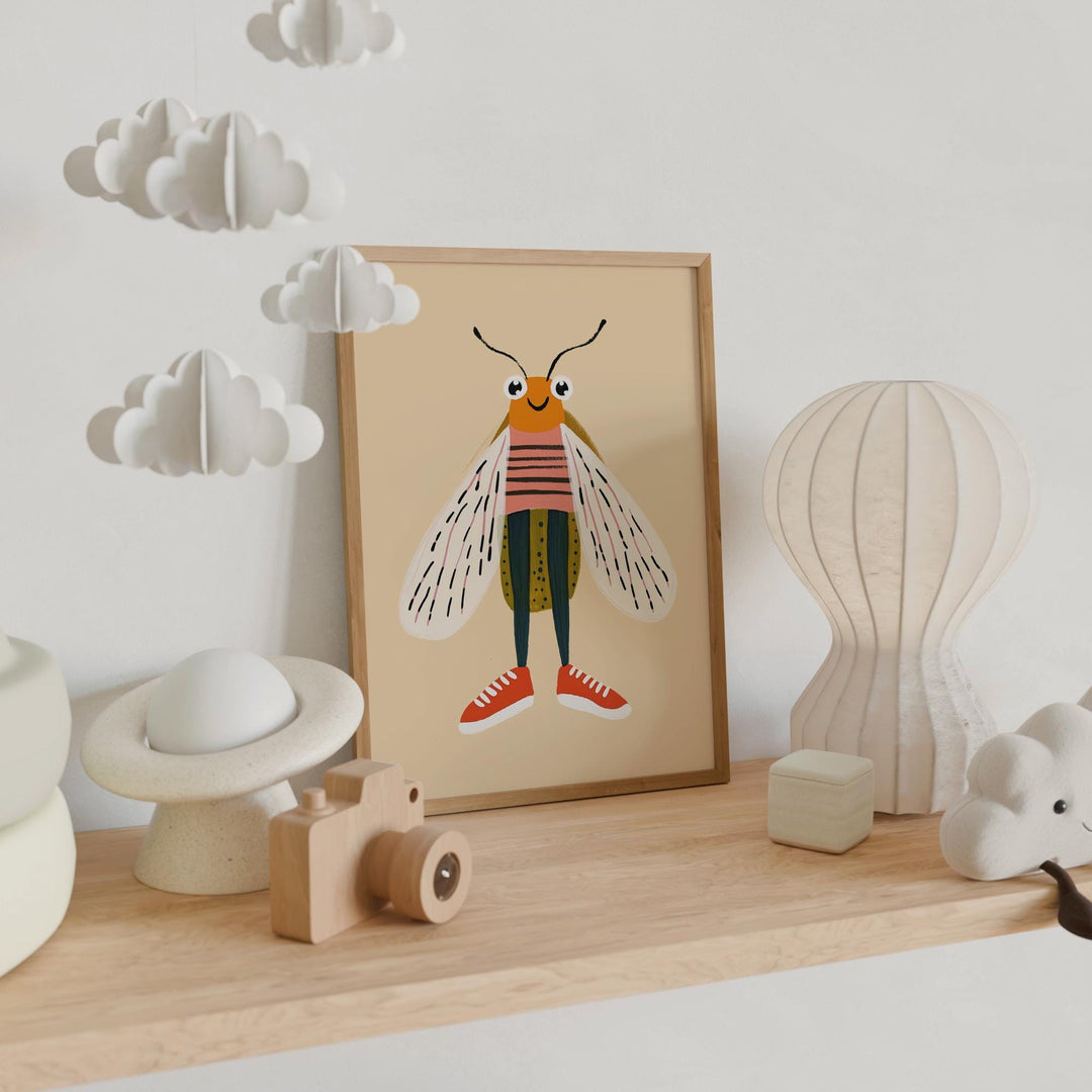 a picture of a bee on a shelf