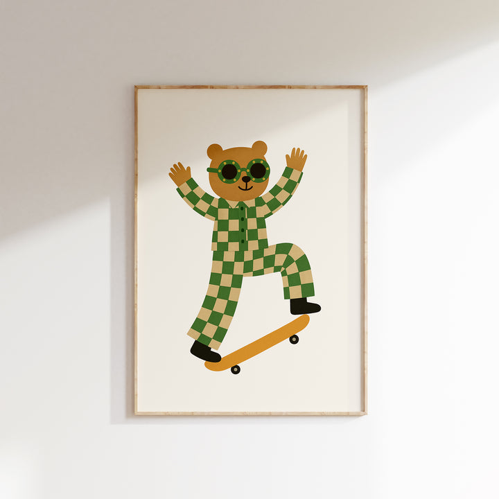 a picture of a bear on a skateboard