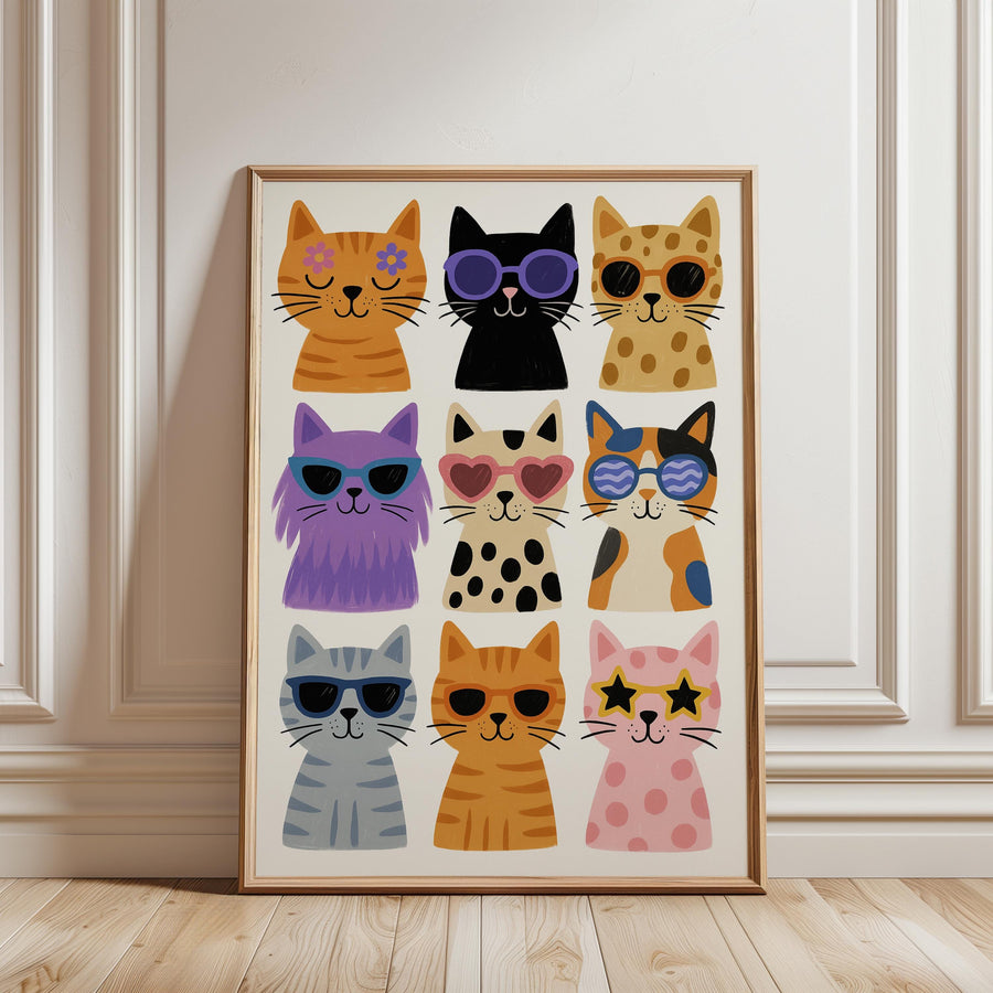 a picture of a group of cats wearing sunglasses
