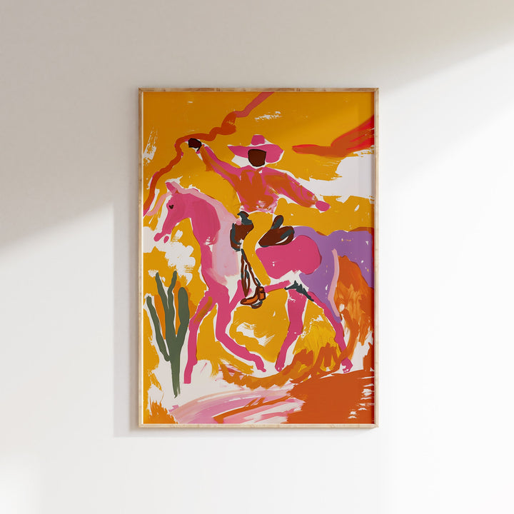 a painting hanging on a wall in a room