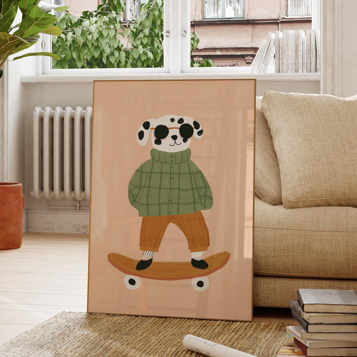 a picture of a panda riding a skateboard