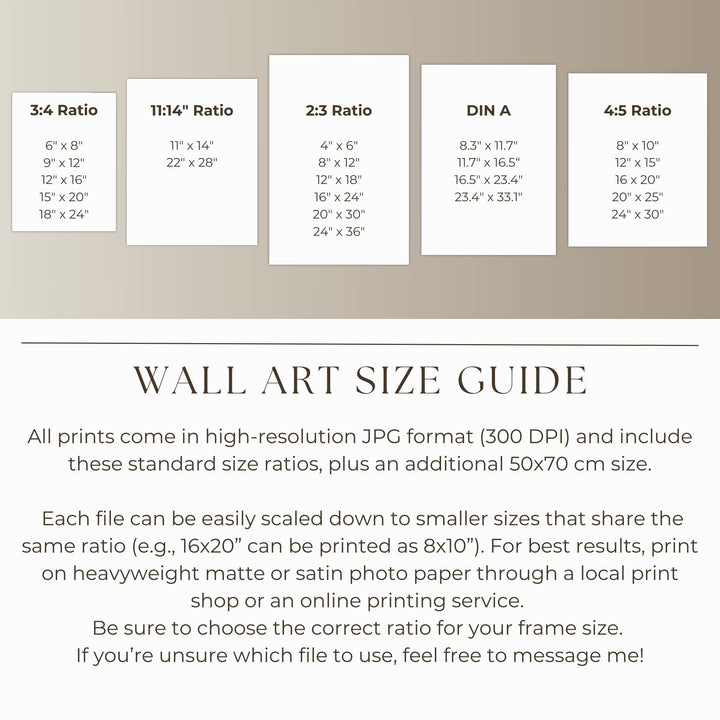 the wall art size guide for all print sizes