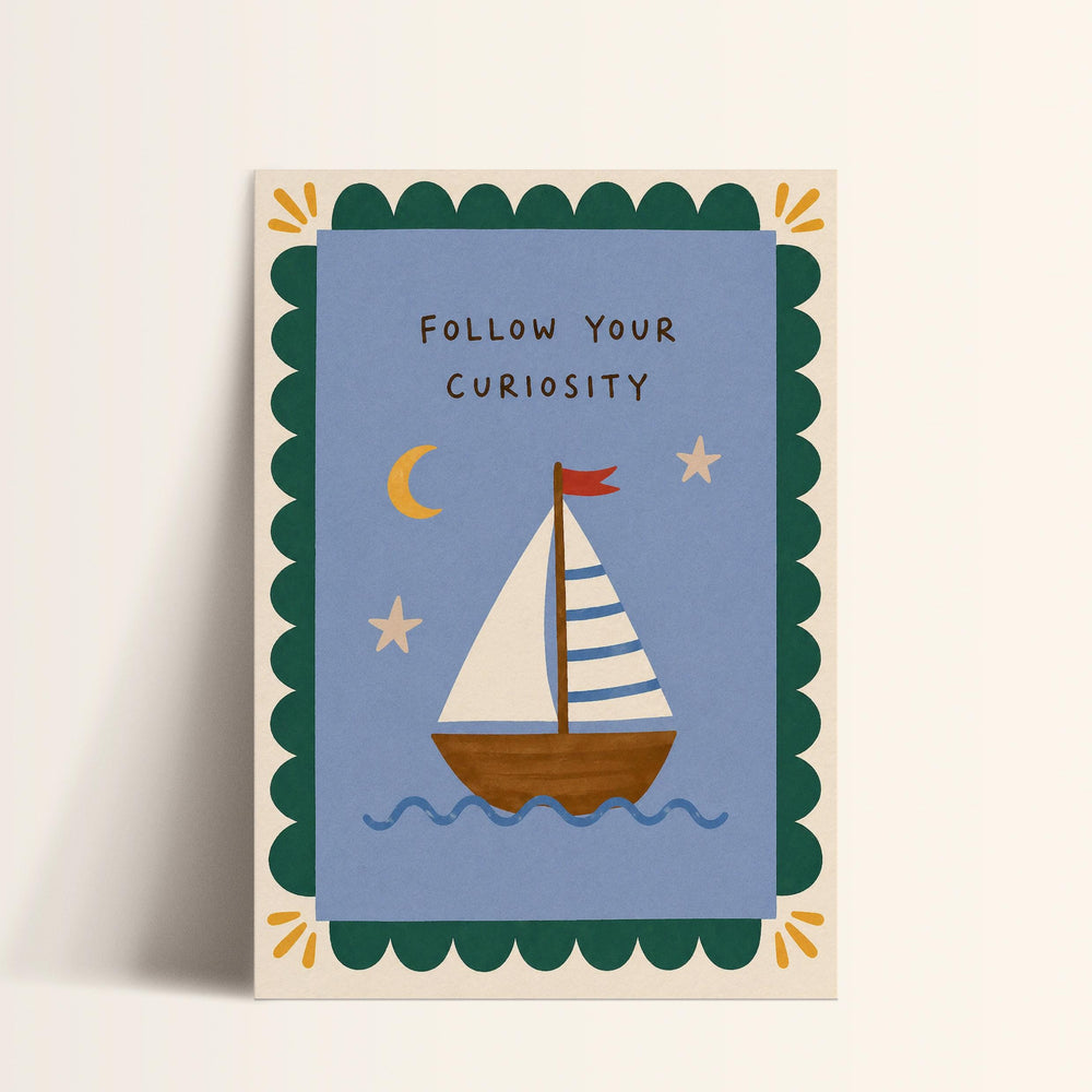 The image is a poster with a sailboat illustration and a motivational quote.