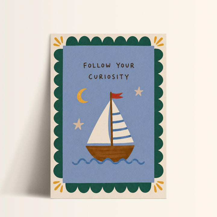 The image is a poster with a sailboat illustration and a motivational quote.