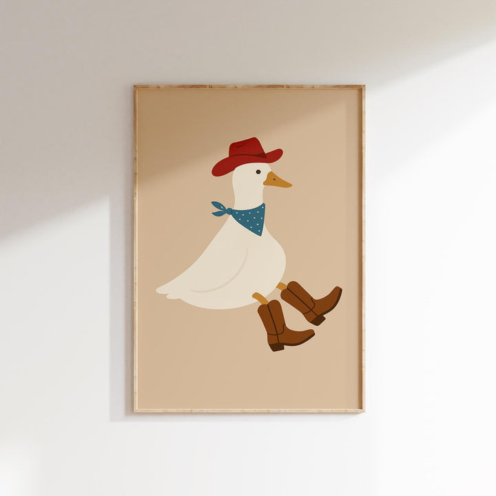 a picture of a duck wearing a hat and boots