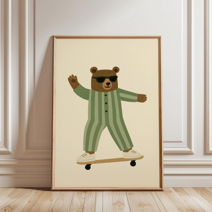 a picture of a bear on a skateboard