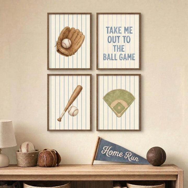 Sports Nursery Print Bundle, 13 Boys Room Wall Art Set, Game Day Prints