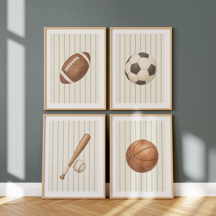 Sports Nursery Print Bundle, 13 Boys Room Wall Art Set, Game Day Prints