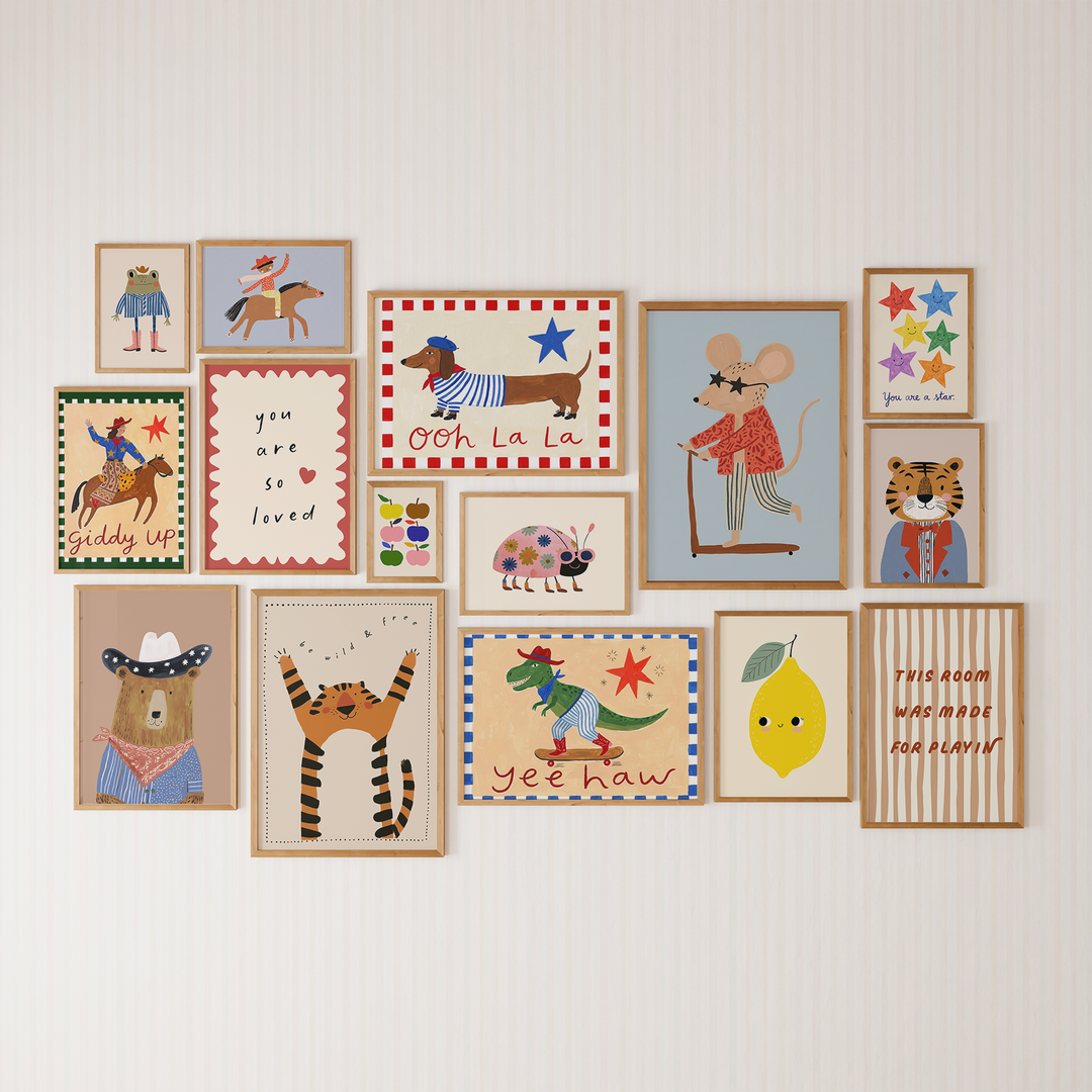Alternative gallery wall mockup of the colorful kids digital print bundle