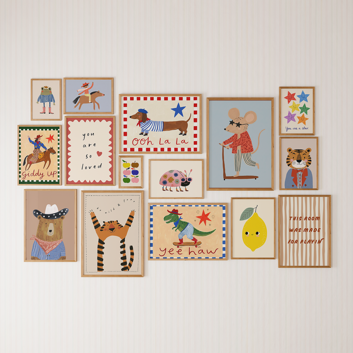 Alternative gallery wall mockup of the colorful kids digital print bundle