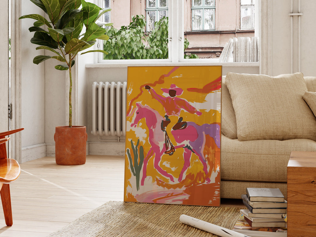 a living room filled with furniture and a painting