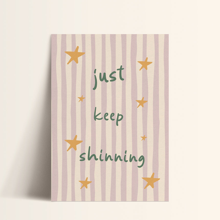 a card that says, just keep shining
