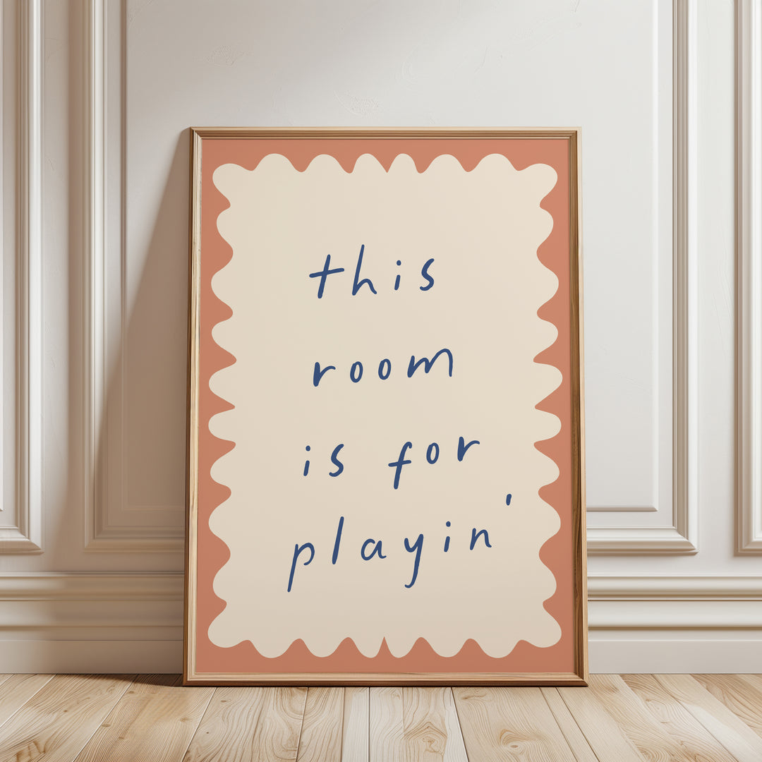 a picture of a room with a sign that says this room is for playin