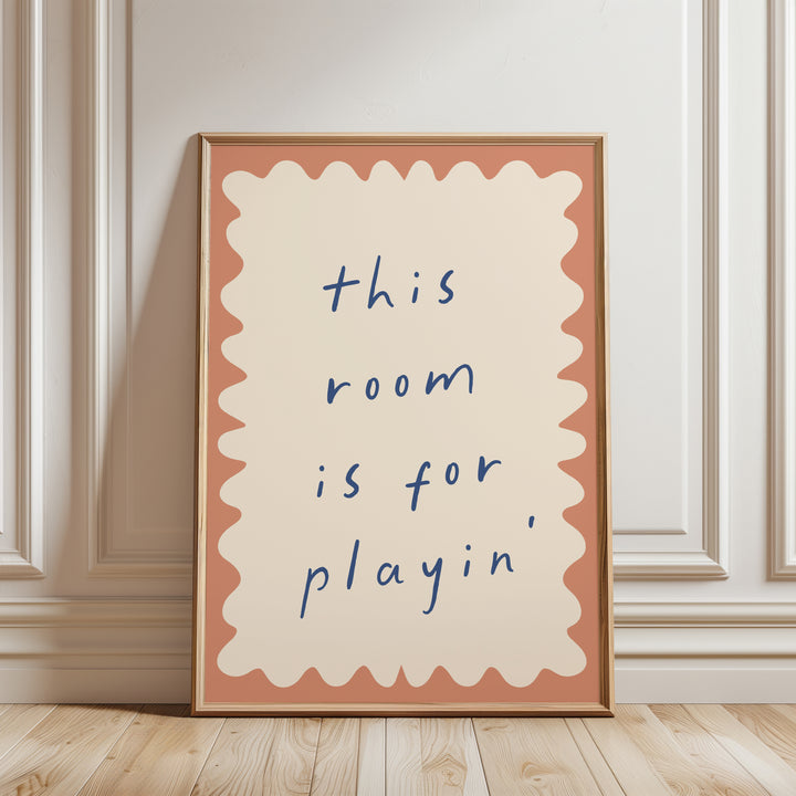 a picture of a room with a sign that says this room is for playin