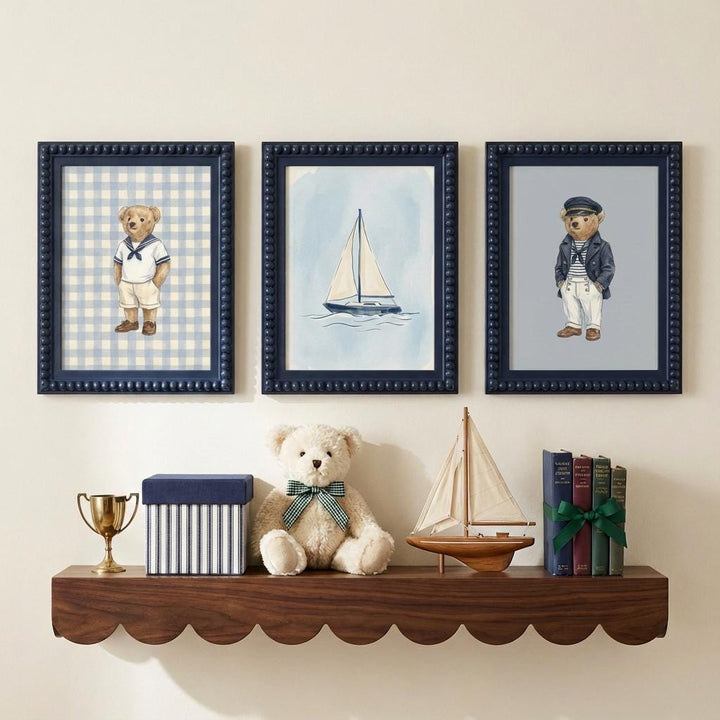 Personalized Nautical Nursery Wall Art Set | 6 Custom Name Coastal Prints