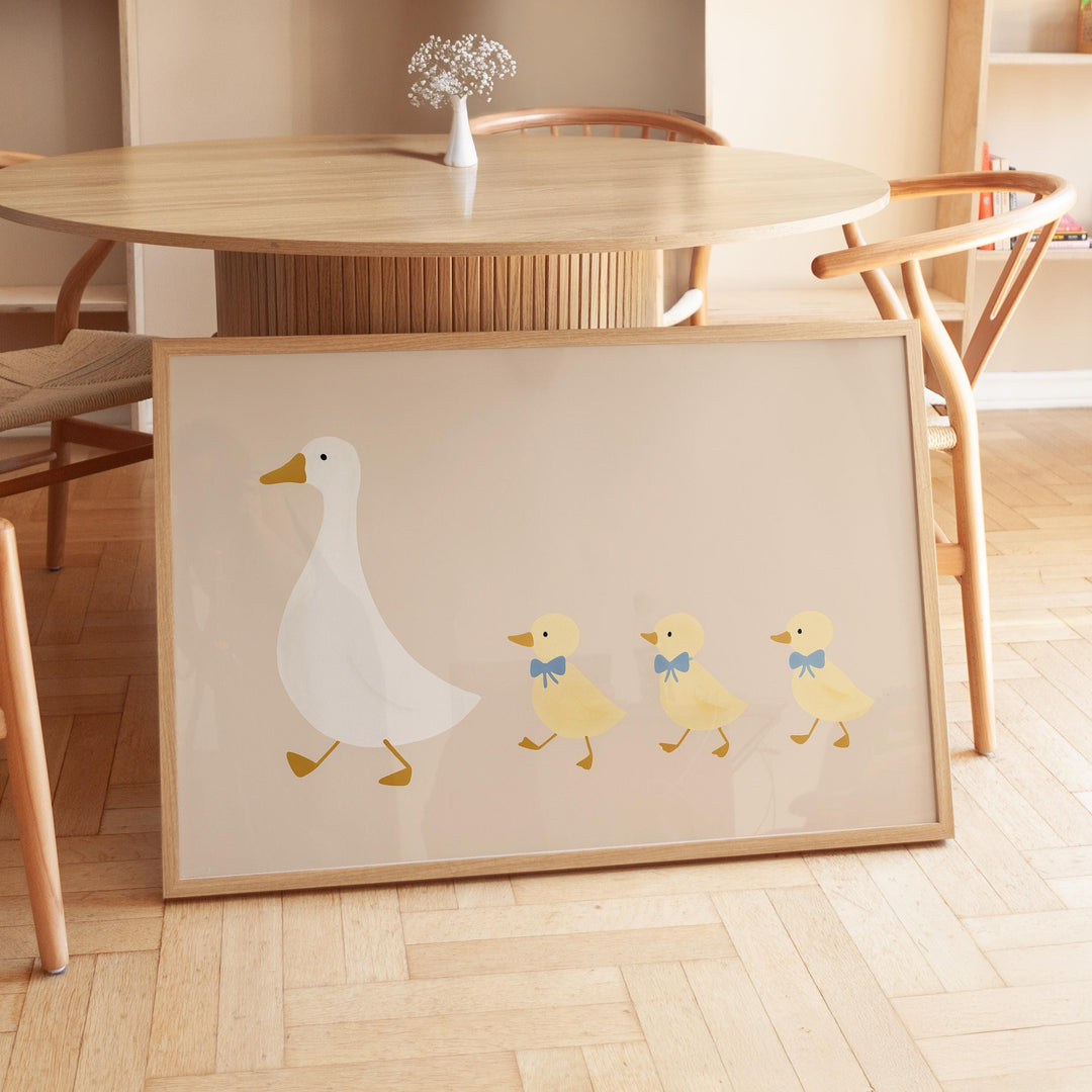 a picture of a duck family on a table