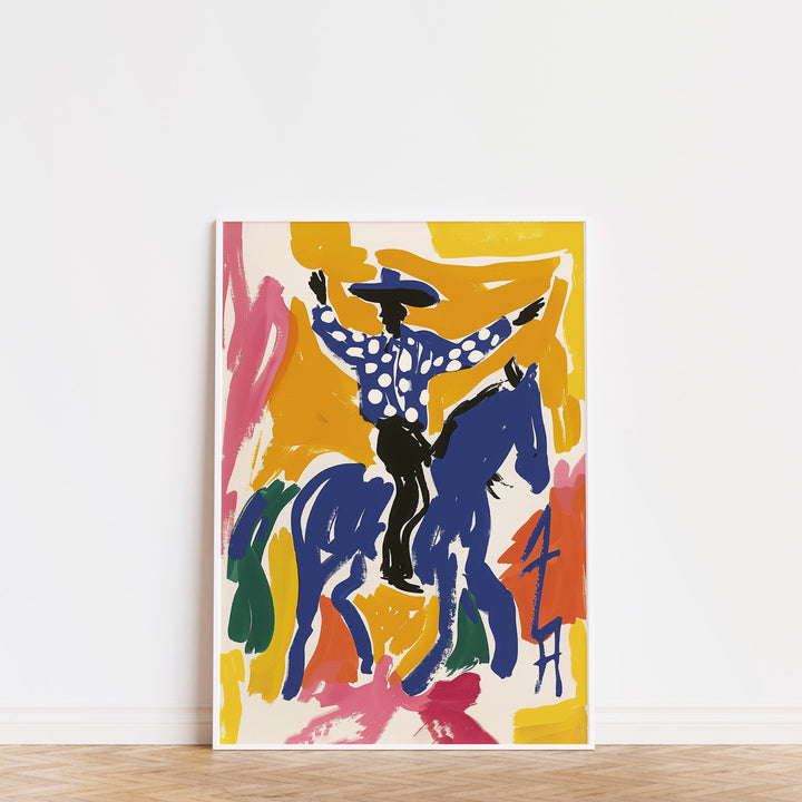 a painting of a man riding a horse