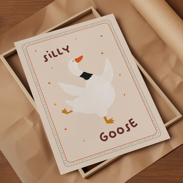 a card with a picture of a goose on it