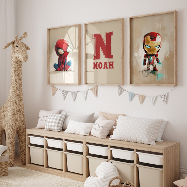Marvel nursery decor
Superhero nursery prints
Personalized nursery art
Custom name wall art
Kids superhero wall art
Boys superhero wall decor
Playroom decor
Spiderman
Captain America
Iron Man