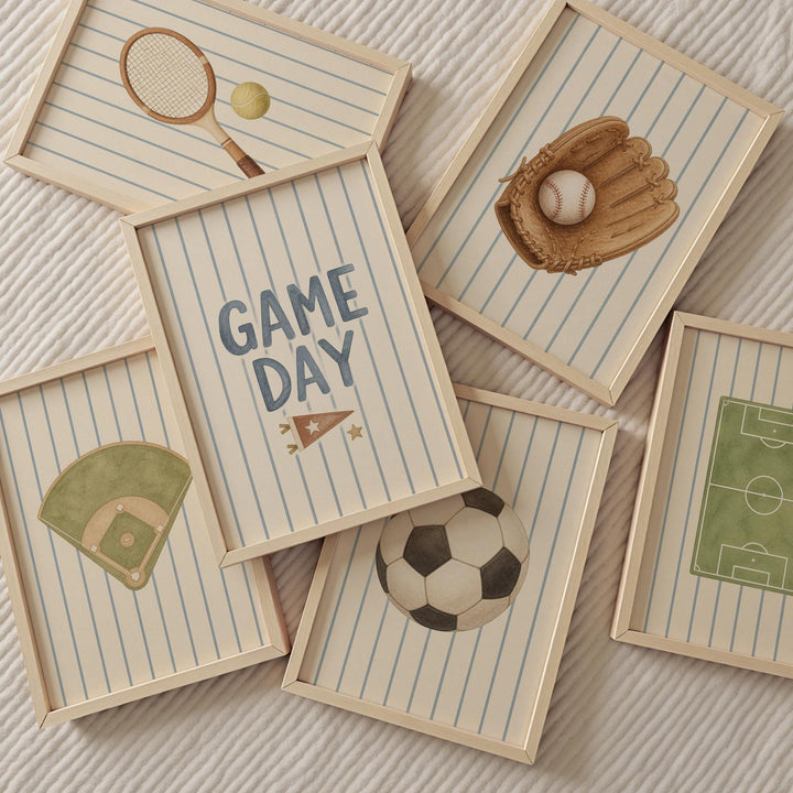 Sports Nursery Print Bundle, 13 Boys Room Wall Art Set, Game Day Prints