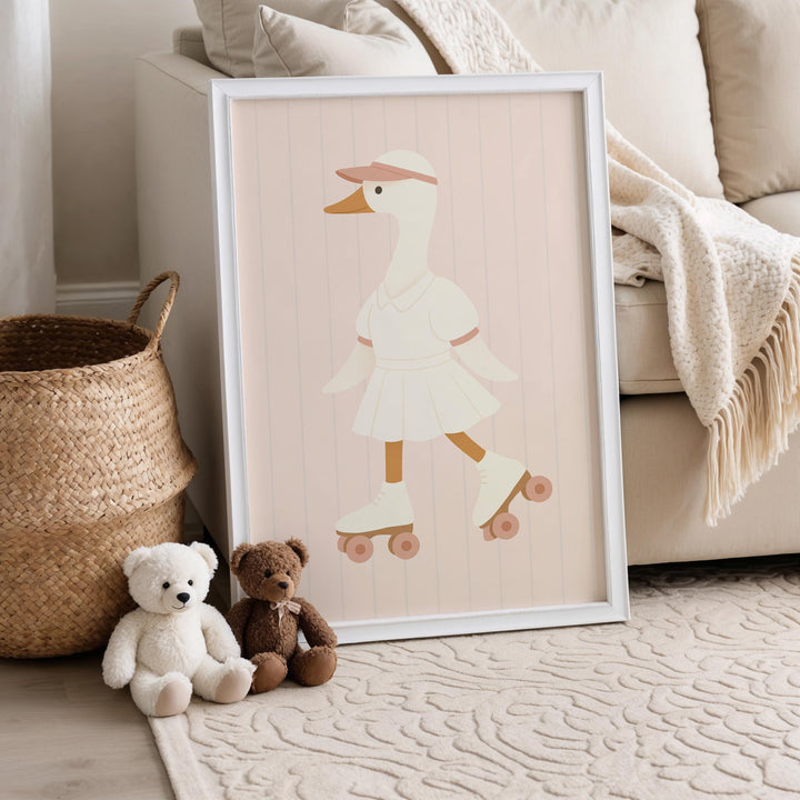 a picture of a duck on a skateboard with a teddy bear