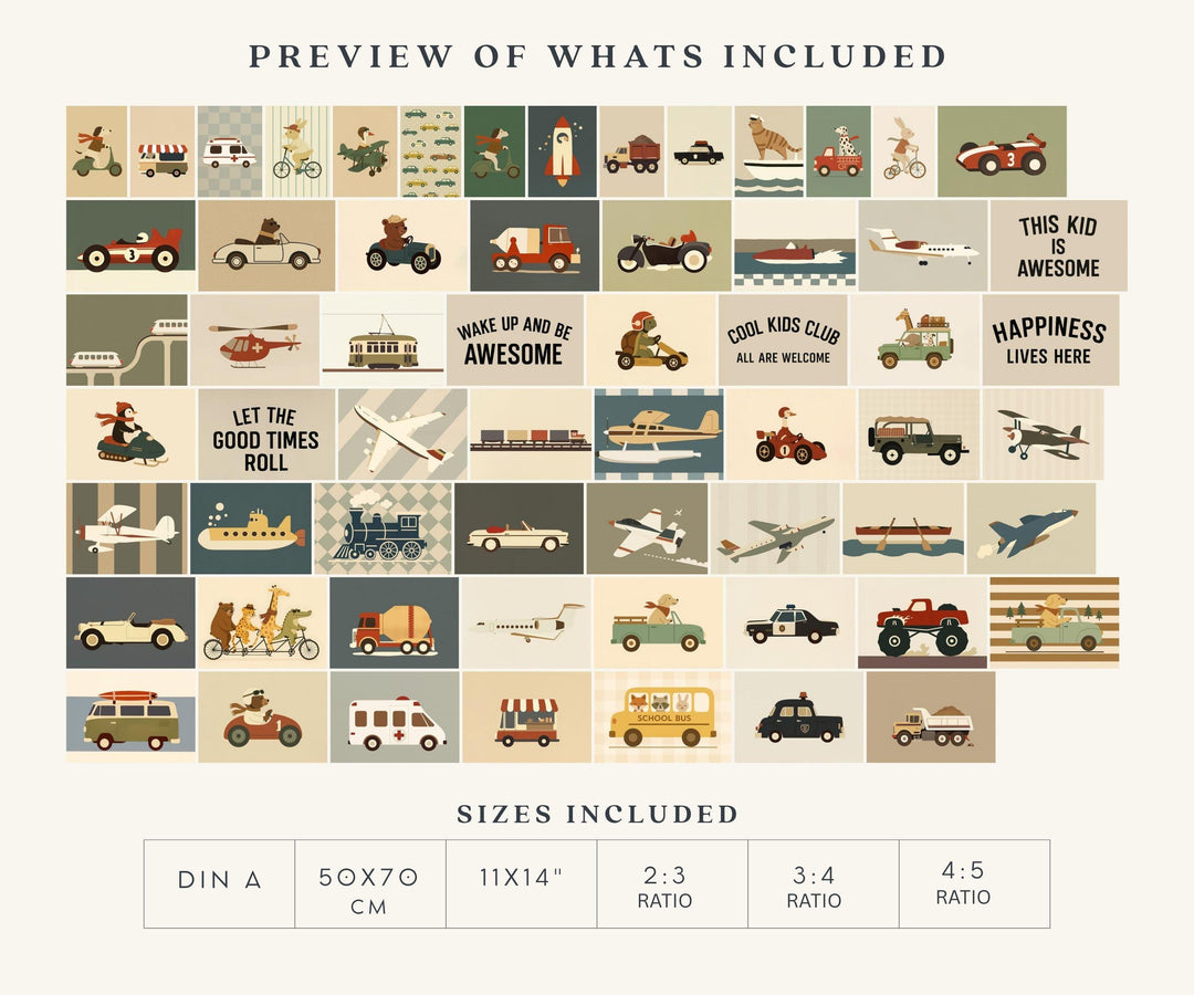 Retro Vehicle Wall Art Bundle