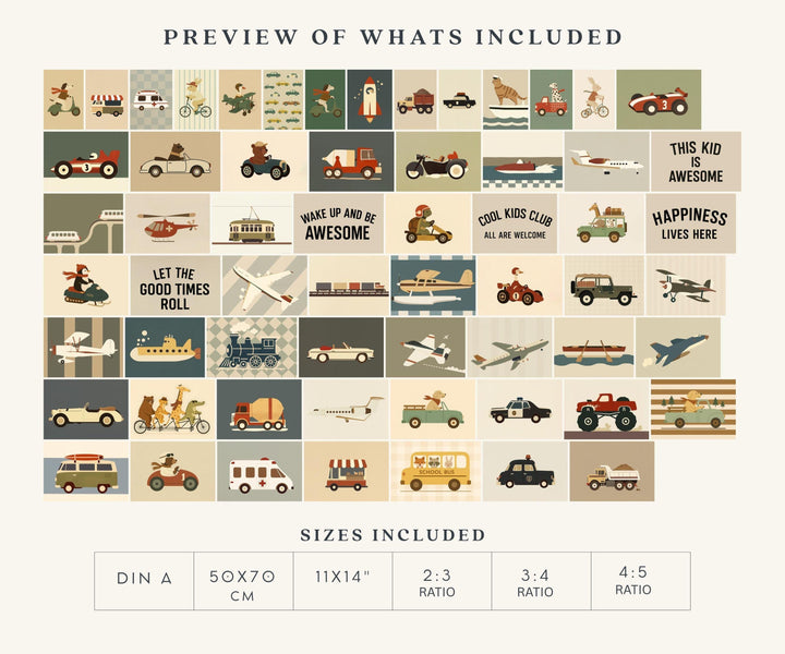 Retro Vehicle Wall Art Bundle